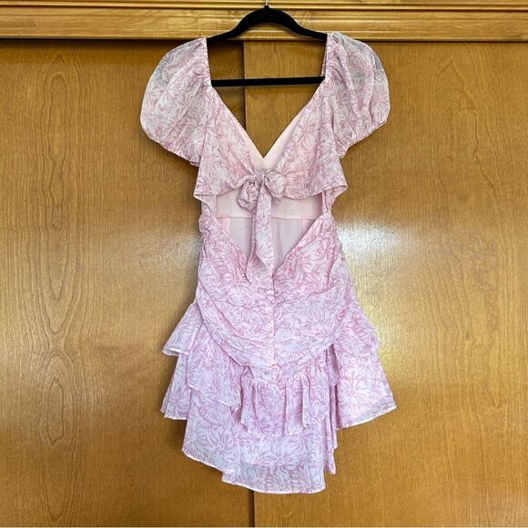 Hello Molly Cute Gaze Ruffle Tiered Mini Dress in Pink Floral Size 4 Small - Picture 9 of 13